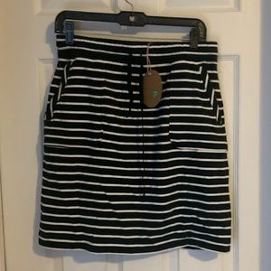 Black and White Stripe Athletic Sweatshirt Skirt